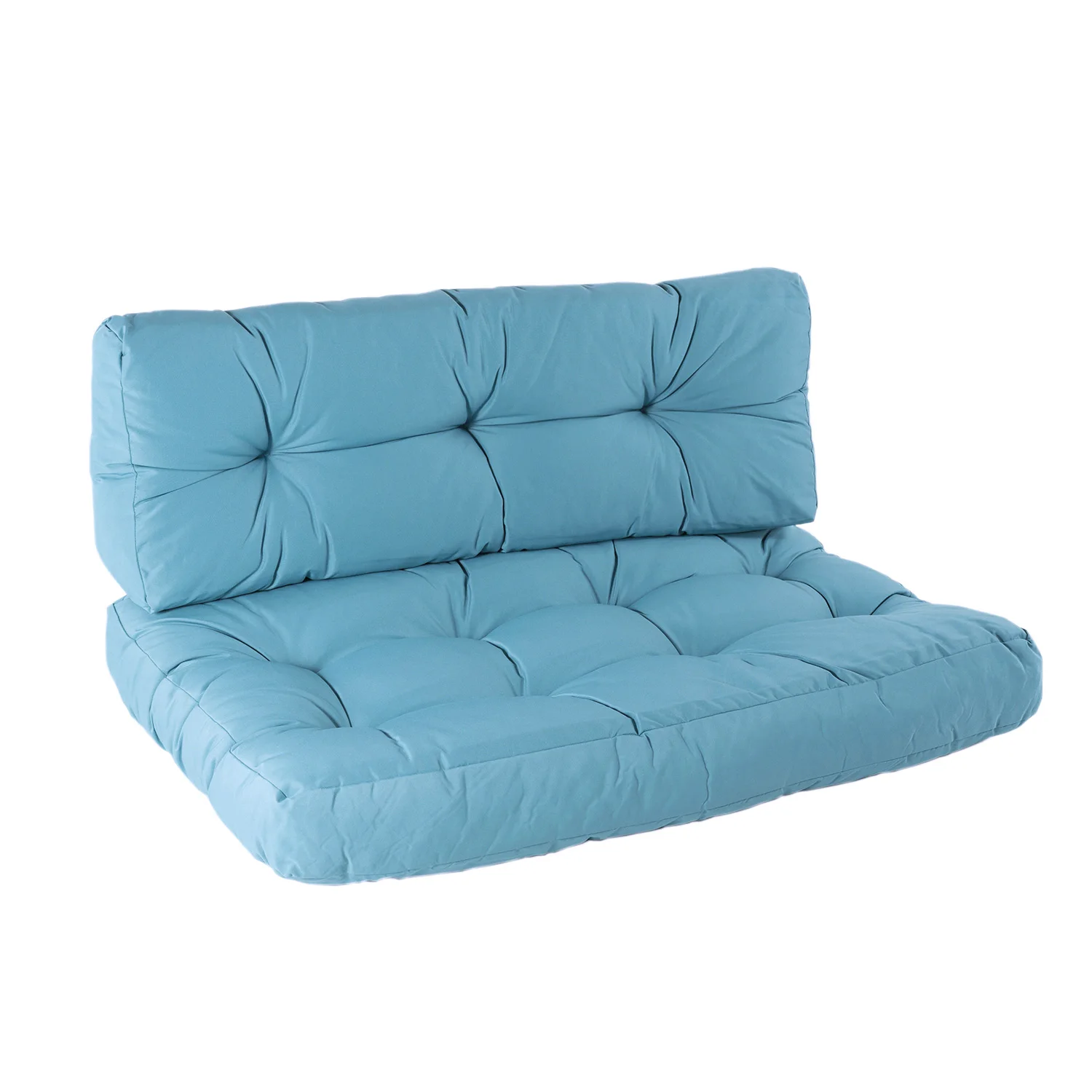 Pallet cushions | Seat cushion 80x120x16 cm + back cushion 42x120x16 cm | Turquoise Color | Water repellent, outdoor cushions, garden cushion, outdoor pillows, pallet sofas cushions, pallet cushions