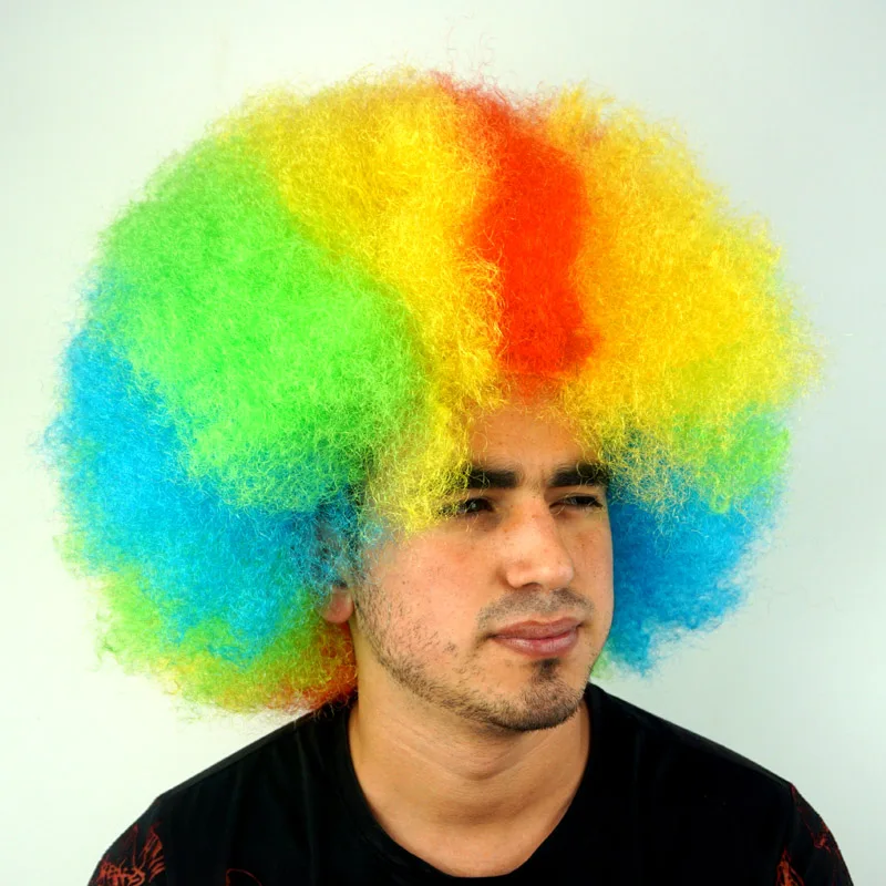 Afro Party Wigs Colorful Hair Big Wig Curly Short Fan wigs Halloween Headdress