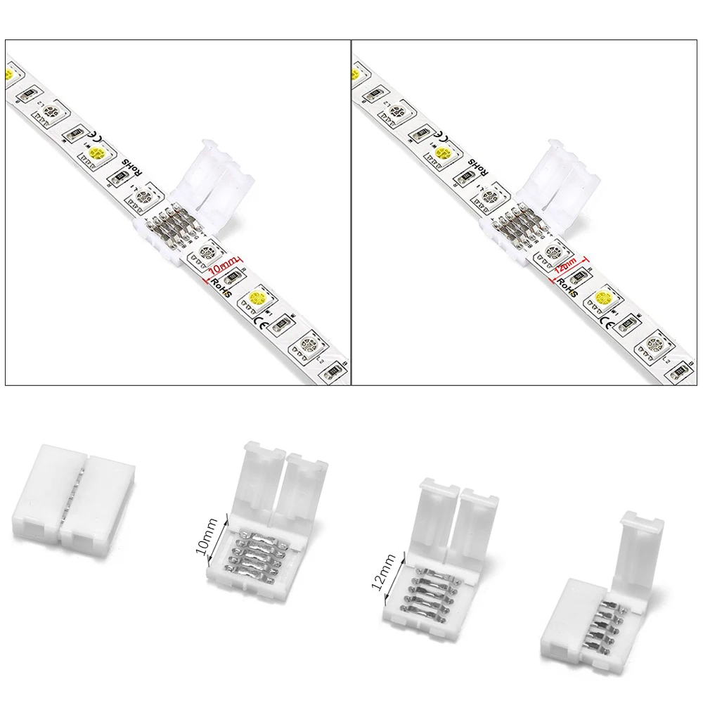 5 ~ 50 pz 2pin 4pin led connettore Clip 8mm/10mm PCB Strip to Strip per 5050 3528 3014 5630 LED singolo colore/RGB LED Strip light