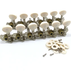 A Set 2 Pcs 6R6L Chrome 12 Strings Acoustic Guitar Tuning Pegs Keys Machine Heads String Tuners Guitar Accessories Parts