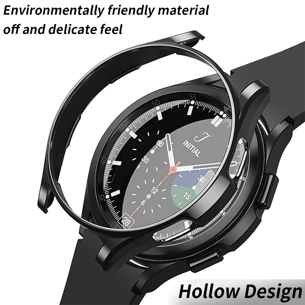 Watch Cover for Samsung Galaxy Watch 4 Classic 42mm 46mm Soft TPU Hollow Frame Bumper for Galaxy Watch 6 Classic 43mm 47mm Case