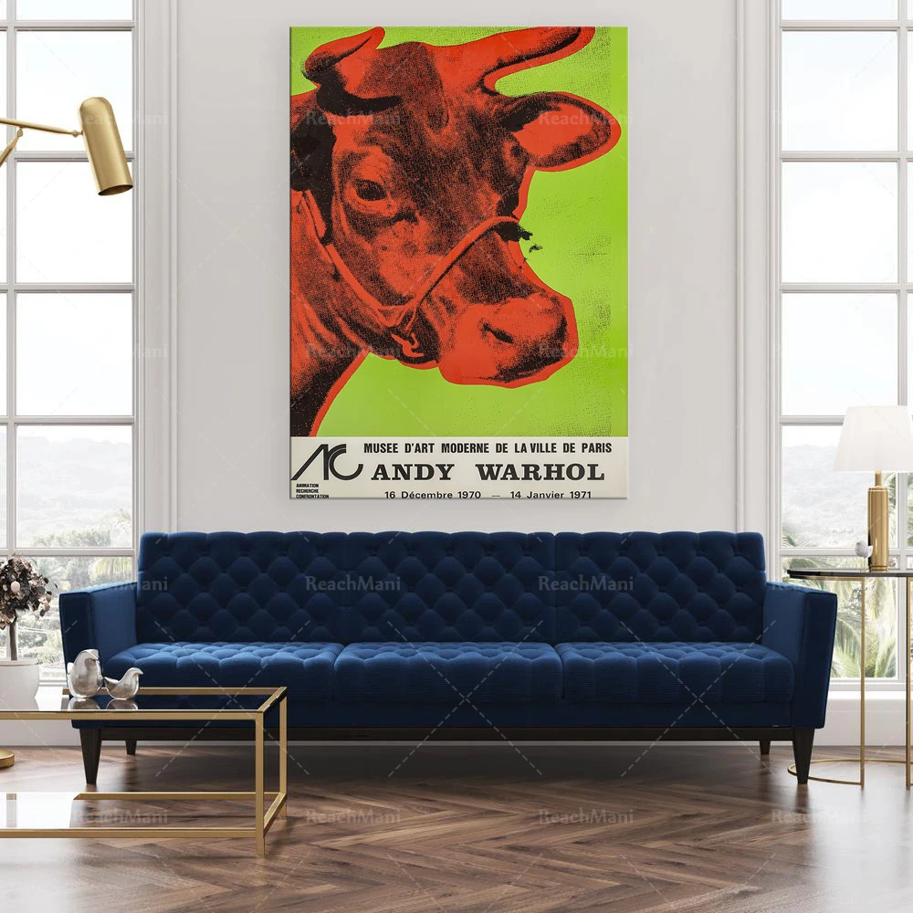 Andy Warhol Exhibition Cow Poster | Andy Warhol Print | Pop Art | Modern Art | Wall Decor | Wall Art | Art Print