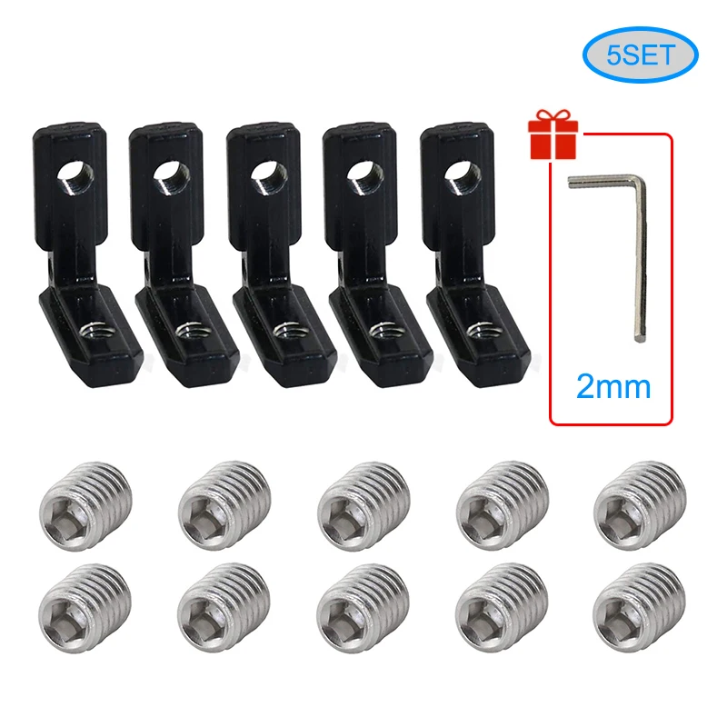 

5/10/20pcs T-Slot L-Shape Aluminum Profile Internal Corner Joint Bracket Connector for 2020 Alu profile with M5 screw