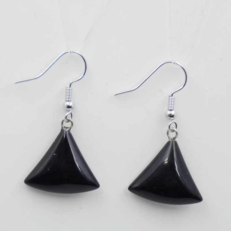 2023 Natural Stone Drop Earrings for Women Small Fan-shaped Purple Pink Quartzs Lapis Lazuli Crystal Tiger Eye Hook Earring