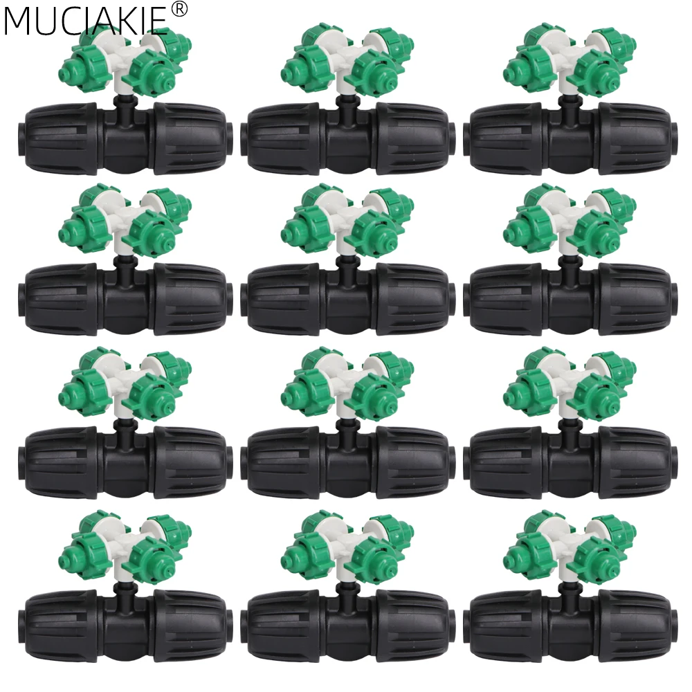 MUCIAKIE 50PCS Misting Nozzle with 16mm PE Tubing Tee Joint