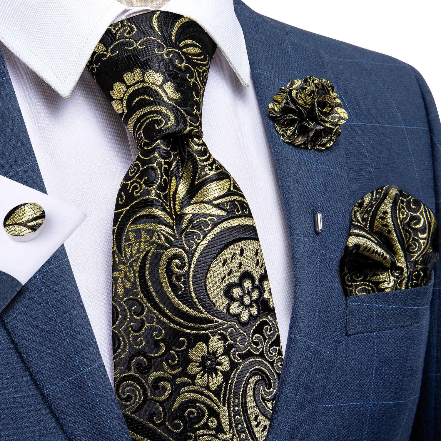 Neue Mode Grün Krawatten Für Männer Red Paisley 8cm Silk Krawatte Brosche Taschentuch Set Männer Hochzeit Party Business Krawatten diBanGu