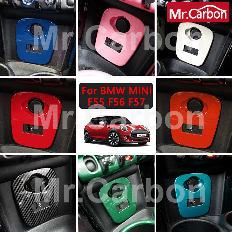 Carbon Style car USB Charging Interface Panel Decorative Cover For BMW MINI CLUBMAN ONE Cooper F55 F56 F57 Interior Accessories