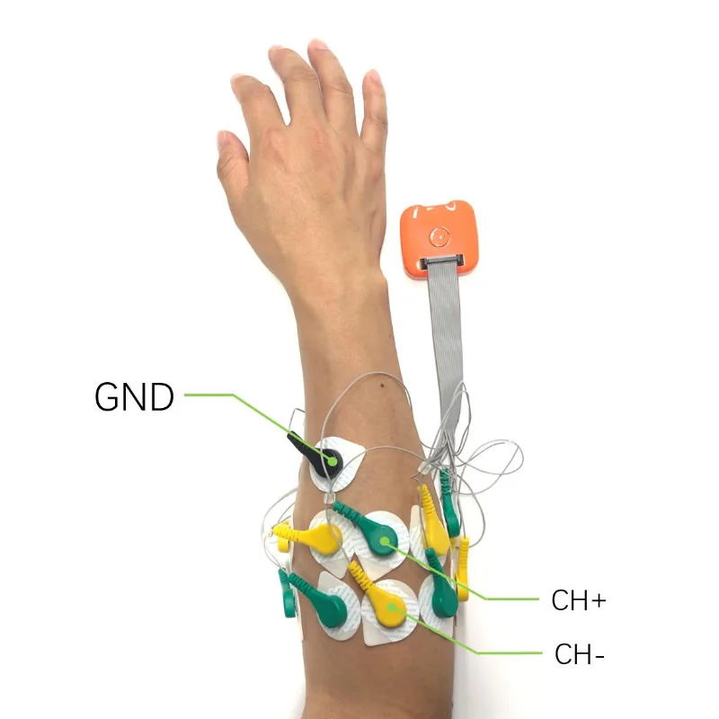 OYmotion gForceOct sistema inalámbrico EMG de 8 canales, Sensor IMU de 9 ejes para Reconocimiento de gestos, Kit de automatización inteligente con datos en bruto