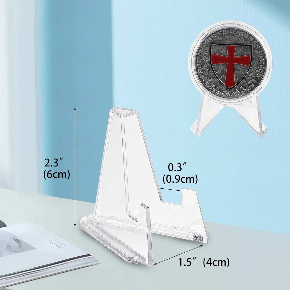 Clear Coin Display Stand - Plastic Mini easel holder - Acrylic Stands for display Air-Tite Coins | Card | Pocket Watches