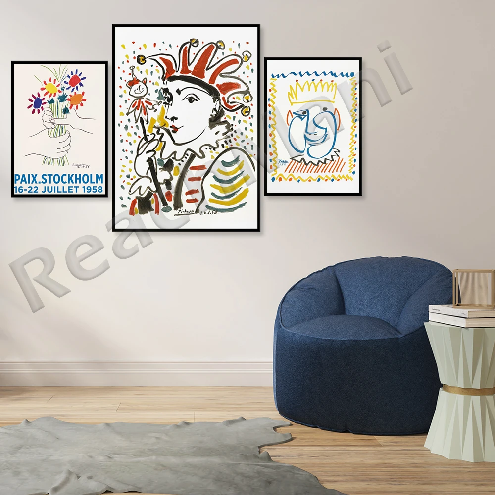 Picasso Carnival, The Fool, Minimalist Picasso Print, Picasso Line Art, Wall Art Modern & Contemporary, Home Wall Decor Sketches