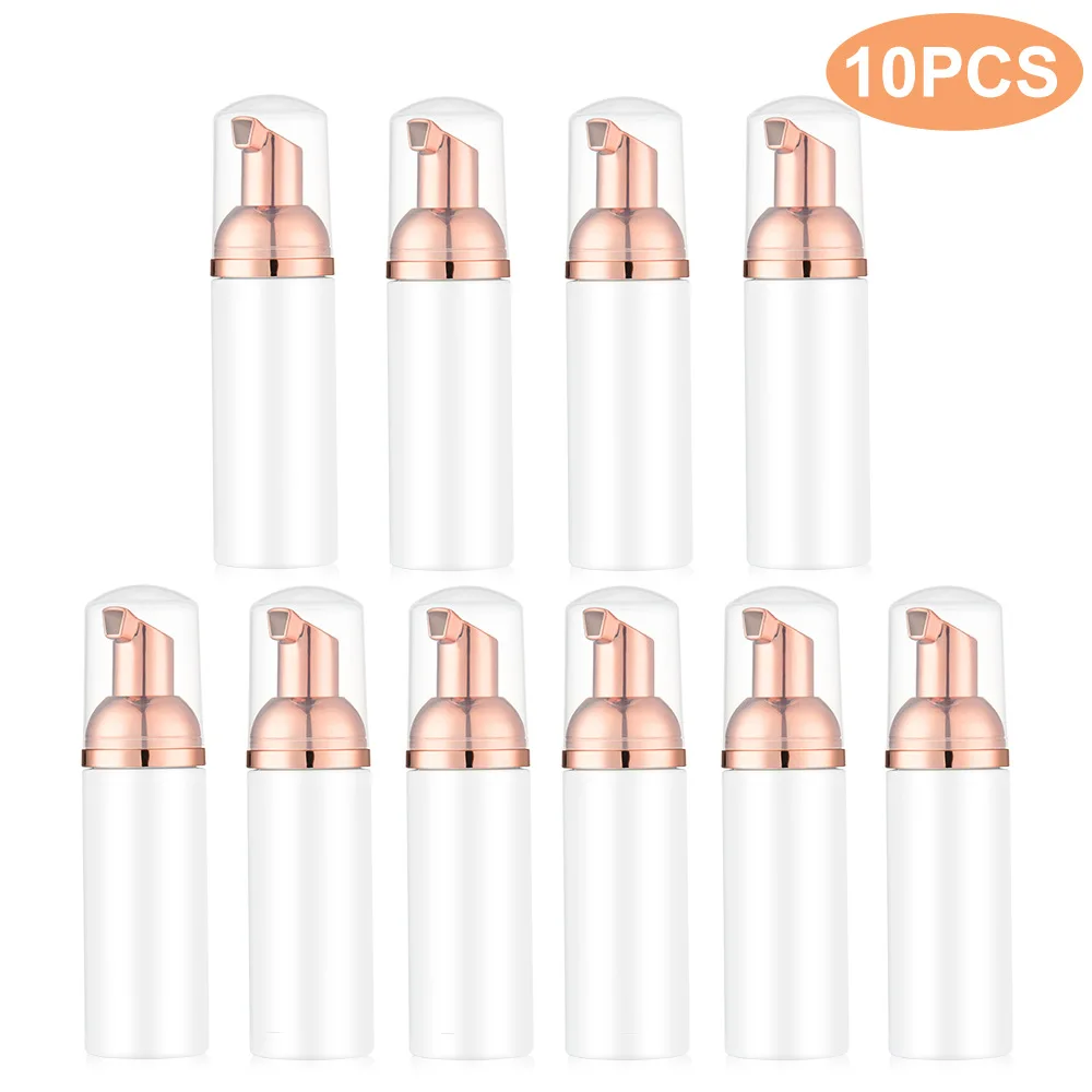 

1.7 OZ Rose Gold Foaming Pump Bottles Plastic 50 ml Mini Foam Soap Dispenser for Cleaning Travel Cosmetics Packaging 10 pcs P296