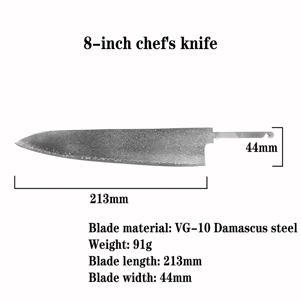 Fai da te VG10 Sharp 8in Chef Knife Blank damasco Steel Knife Blade materiale semilavorato Steel Billet coltello giapponese coltello da cucina