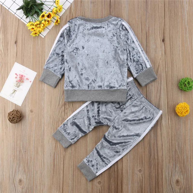 Children\'s Clothes Set Toddler Kids Baby Girl Velvet Top Sweatshirt Tracksuit Pants Outfits Clothes Set sport set girls 2pc