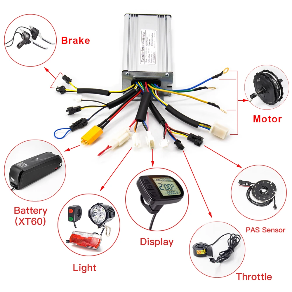 Ebike Controller 24V 36V 48V 250W 350W 500W 750W 1000W 1500W Brushless 6 9 12 18 Mosfet KT Controller Electric bike Accessorice