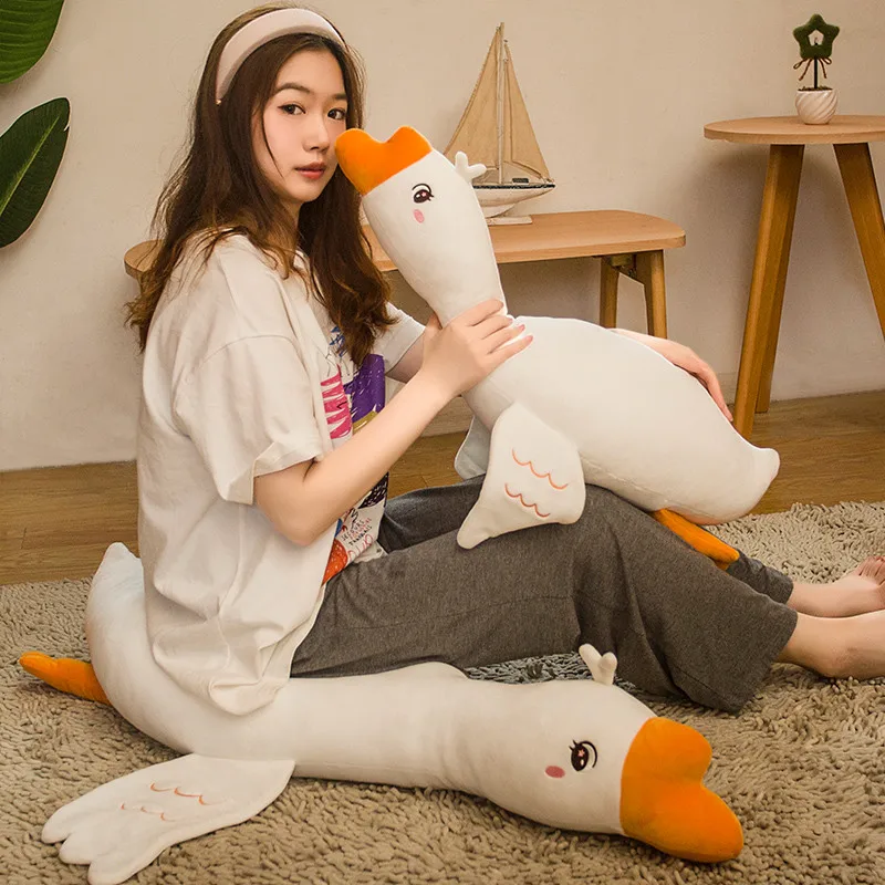 70/100cm Giant Swan Goose Plush Toys Fluffy Sleep Pillow Cute Animal Stuffed Duck Soft Dolls Floor Mat Kids Girls Birthday Gift