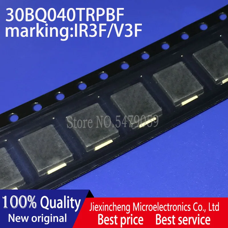 50pieces 30BQ040TRPBF marking:V3F/IR3F 30BQ040 30BQ040TR 40V 3A SMC DO-214AB Schottky diode New original