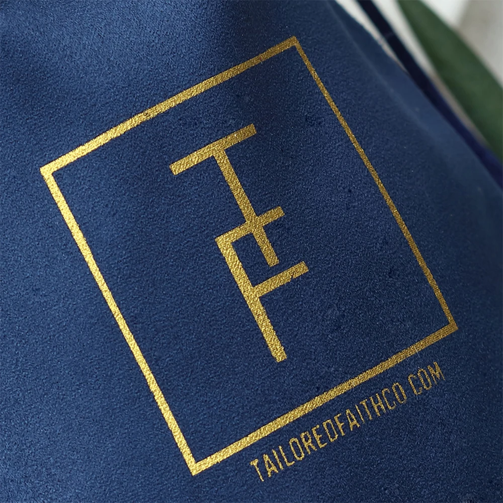Flannel Jewelry Pouches Custom Logo Size Navy Blue Velvet Drawstring Earrings Packaging Organizer Gift Bag for Wedding Bulk 100