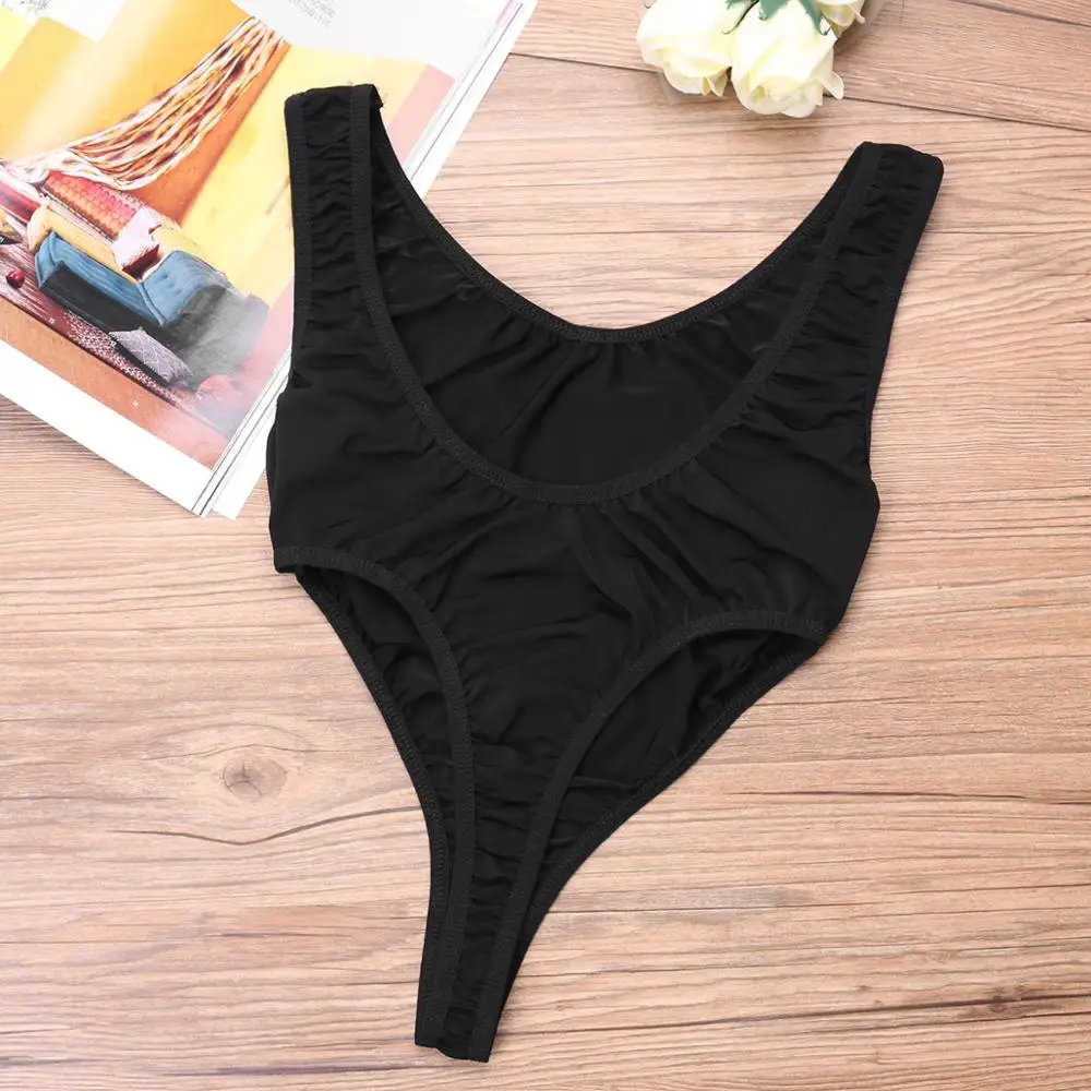 Sexy See Through High Cut Bodysuit Thong Swimsuit Transparent Sheer Backless Erotic Lingerie Women Underwear Body Suits