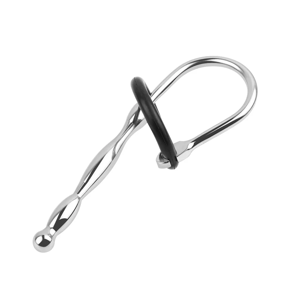 Stainless Steel Catheter Sound With Silicone Penis ring Urethral Dilators Penis Plug Urethral Sound Souding Sex Toys 608