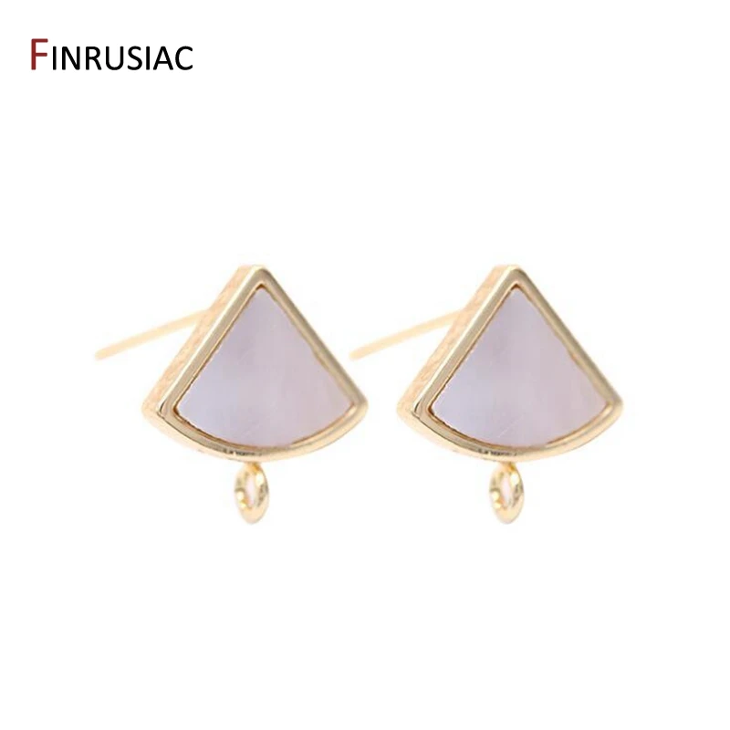 Accessories for Earrings 925 Silver Needle 14K Gold Plated Scalloped Square Triangle Shape Shell Post Earrings Findings