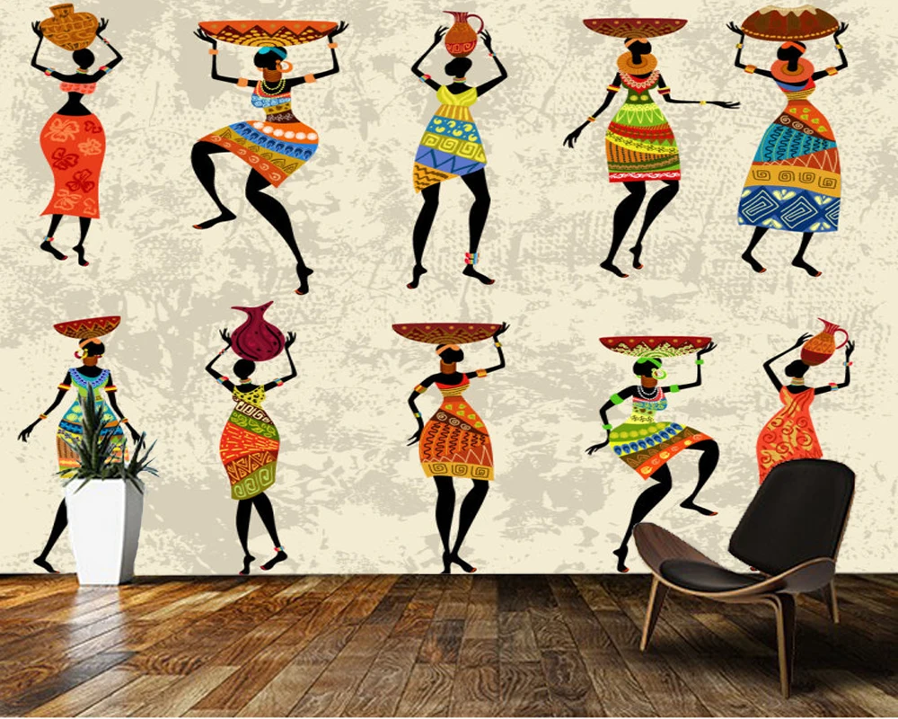 Custom Papel de parede 3d,African women murals for living room  TV wall vinyl wallpaper Papel de parede