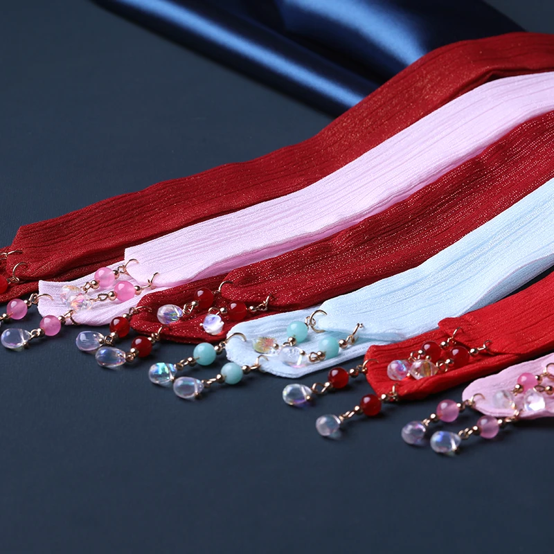 Tassel Streamer Hanfu Hair Band Girl Antique Hair Accessories Colored Glaze Pendant Solid Color Hair Rope