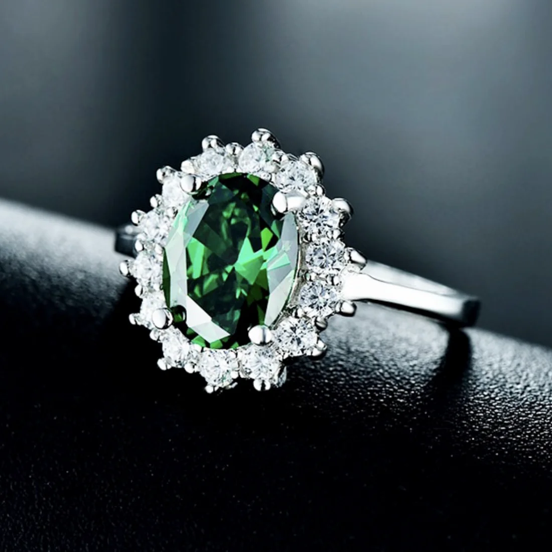 Princess Diana ring finger Real 100% 925 Sterling Silver Blue green Natural Sapphire gemstone Rings For Women Wedding jewelry