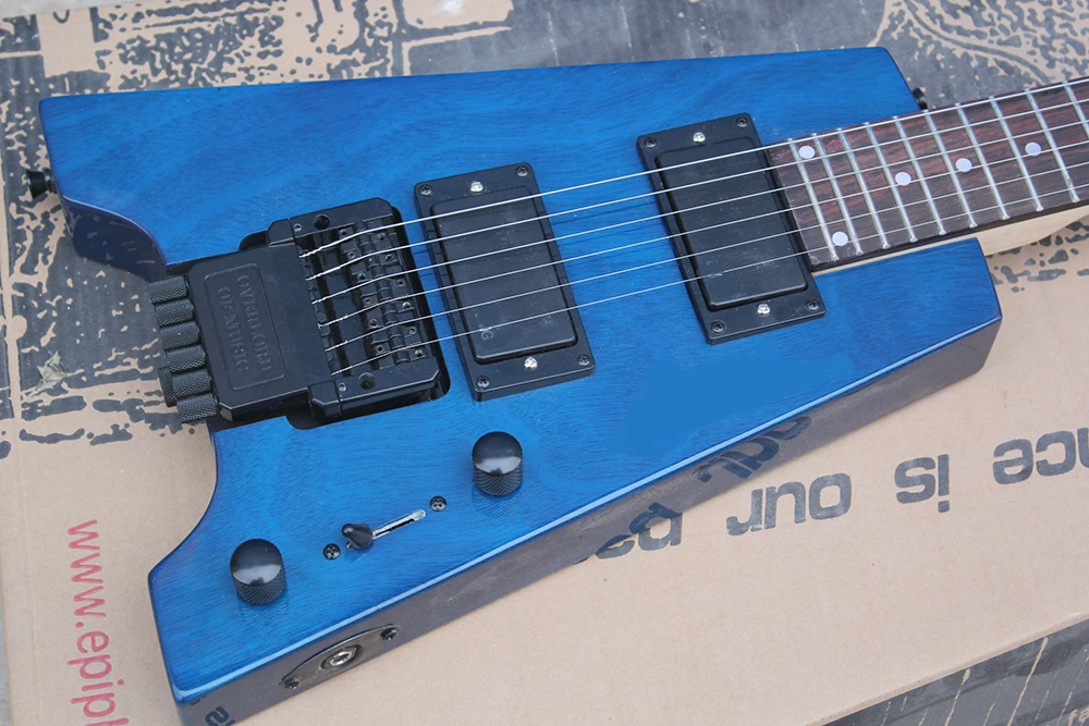 Blue Headless Electric Guitar with Rosewood Fretboard,24 Frets,Customized Logo/Color Available