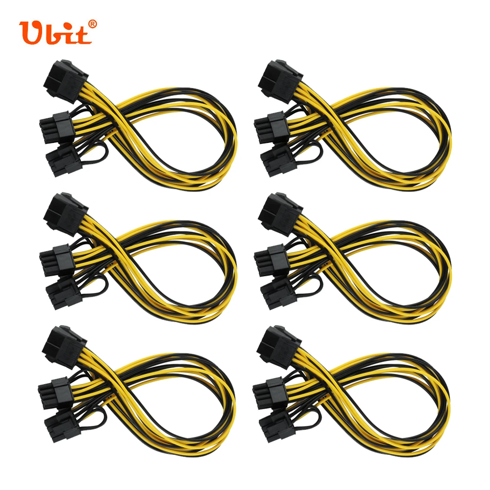 

6pcs Ubit 32cm EPS CPU GPU 8Pin PCI Express to Dual 8 (6+2) Pin PCI-E Adapter Power Data Cable Splitter For Ethereum Mining