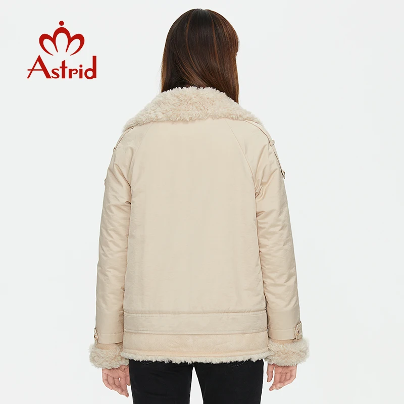 Astrid 2022 Women\'s autumn winter jacket woman female parkas Plush Overcoat padded coats with Fur cute warm Outerwear