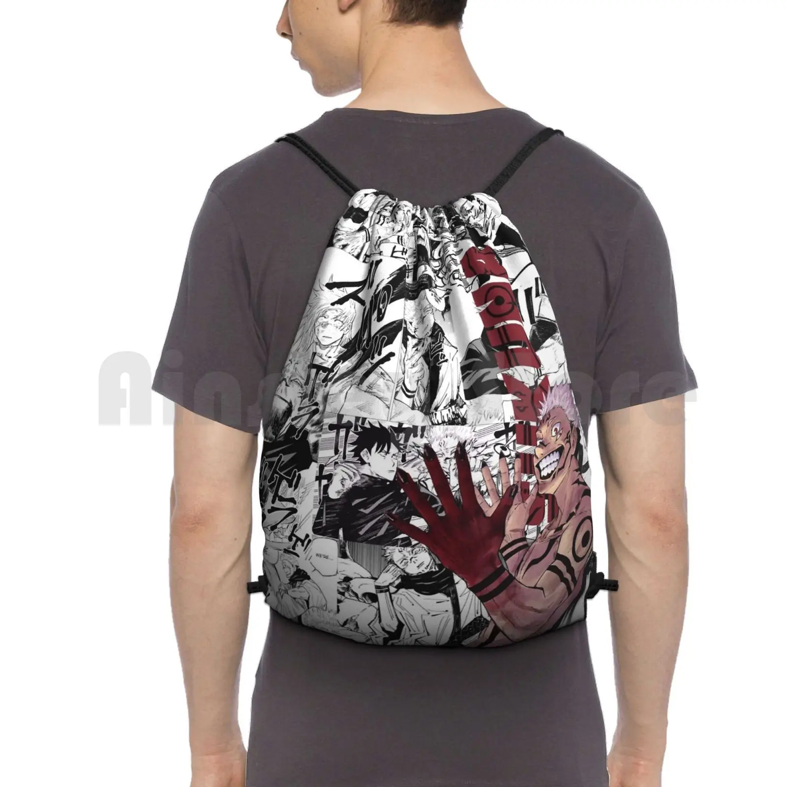 

Рюкзак Sukuna, сумки на шнурке, спортивная сумка, водонепроницаемая аниме Gojo Sukuna Weeb