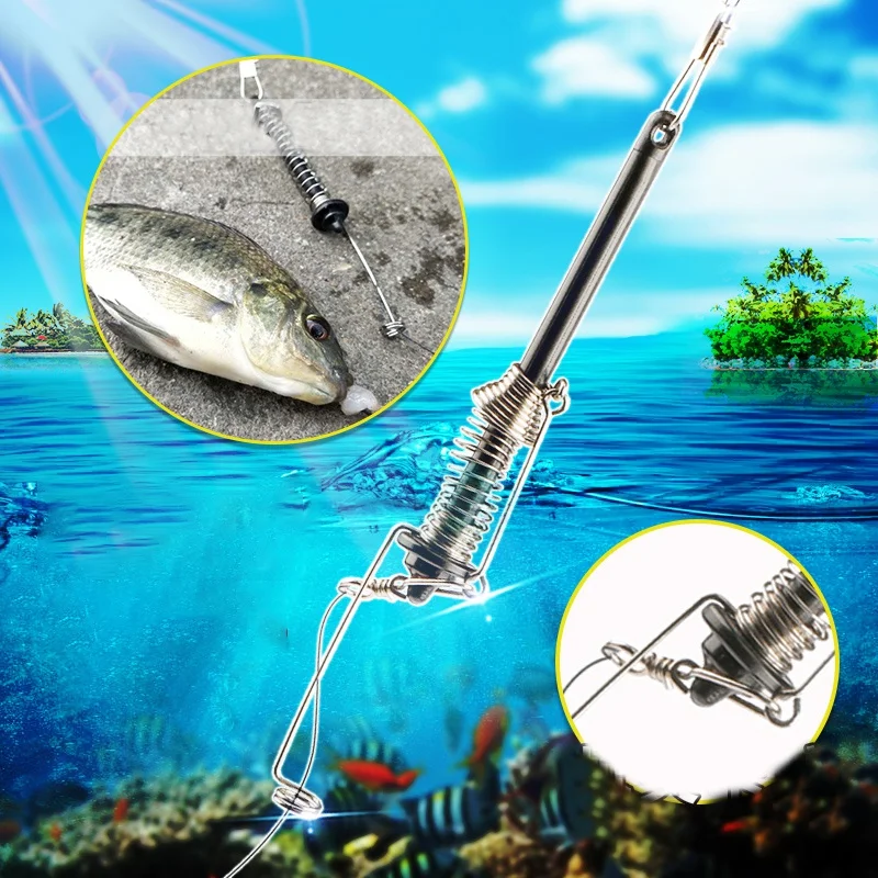 Automatic Fishing Hook Spring Stainless steel durable Fishing Device All The Water Fish Fast Catch Tool