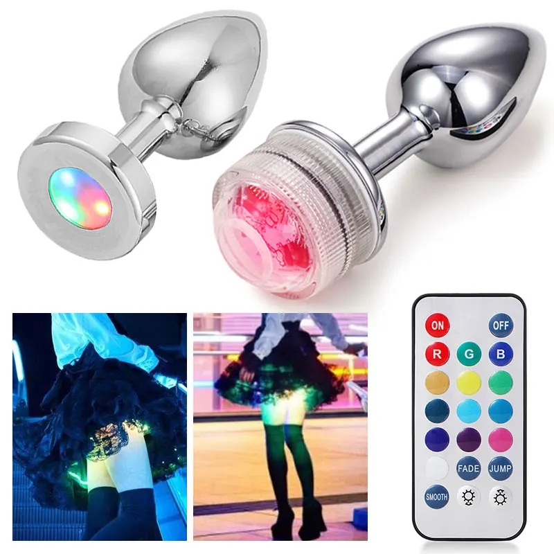 Led Butt Plug Metal Anal Plug With Light Sex Games For Couples Luminous Anal Cork Prostate Massage Buttplug Tail Erotic Toys