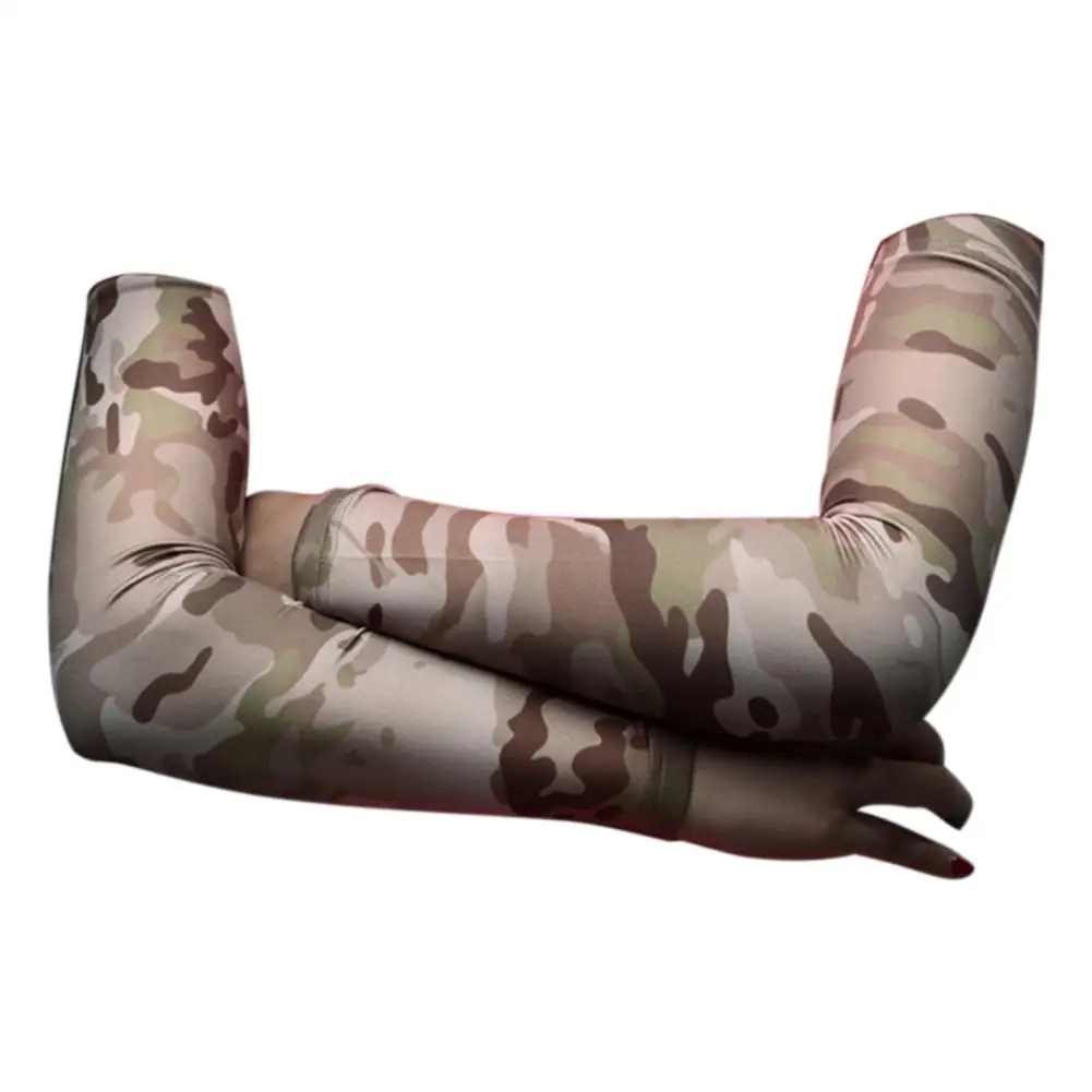 NEW Fashion 1 Pair Outdoor Sports Camouflage Anti-UV Elastic Cooling Compression Lycra Arm Sleeves For Man Woman Arm Protector