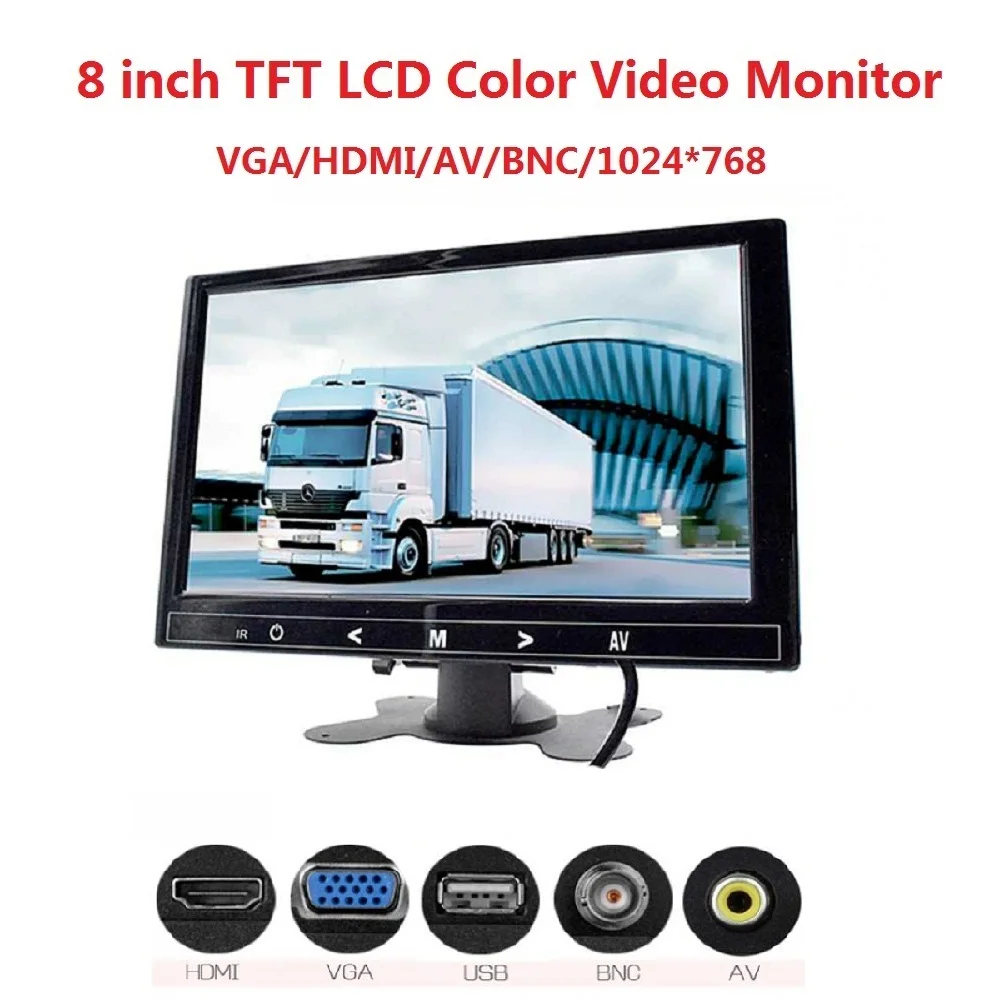 HD 1024*768 4:3 8  Computer & TV Display CCTV Security Surveillance Screen hdmi LCD monitors with HDMI / VGA / Video / Audio