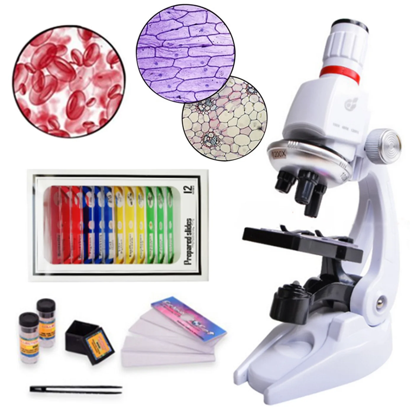 Refined Biological Microscope Experimental Kit for Kids, LED Lab, 1200X, Casa, Escola, Science Educational Toy, Presente Criança