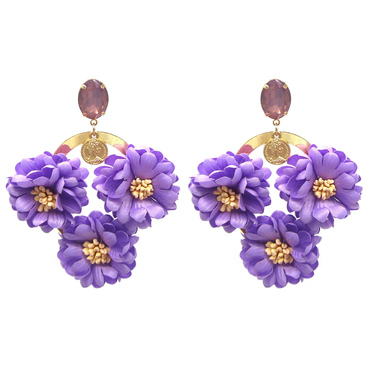 Pendientes Exaggerated Large Size Pendant Earring for Women Dangle Flower Earring Luxury Party Earrings for Women Jewelry