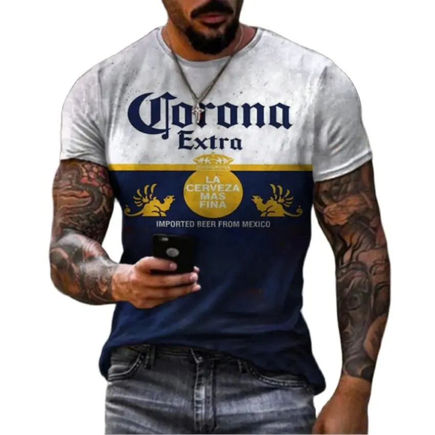 2023 Summer TEXACO Retro Style Casual 3d T-Shirt Street Fashion Men Monogram Printed Short-Sleeved Loose Oversized T-Shirt