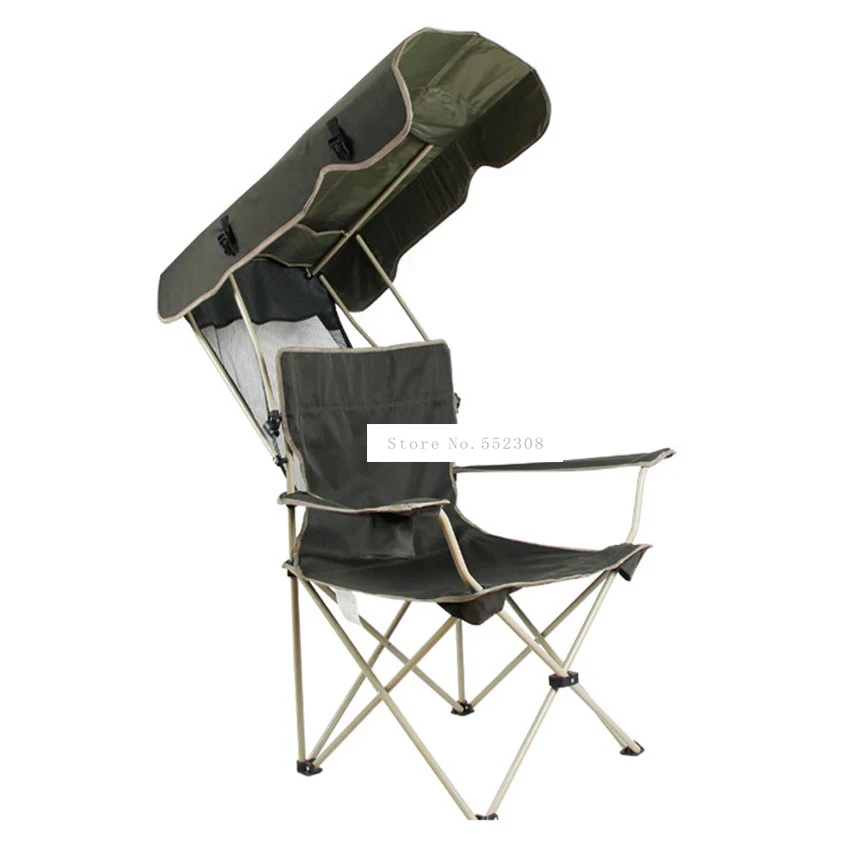 

Portable Folding Fishing Chair With Sunshade Oxford Fabric Steel Tube Beach Chair Backrest Foldable Picnic Camping Outdoor Chair