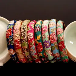 1 Pcs Vintage Chinese Cloisonne Peony Filigree Flower Handicraft Bangles Jewelry Accessories Bracelet