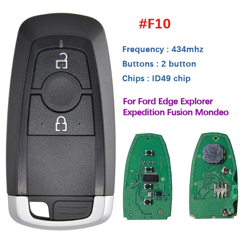 

CN018109-F10 2 Button Aftermarket Ford Edge Explorer Expedition Fusion Mondeo Replacement Remote Key With 434 Mhz 49 Chip