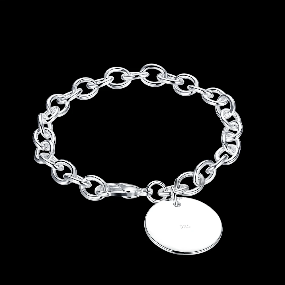 

Fashion 925 Sterling Silver Round Brand Charm Bracelet Luxury Fine Hot Top Quality Jewelry For Women Items With