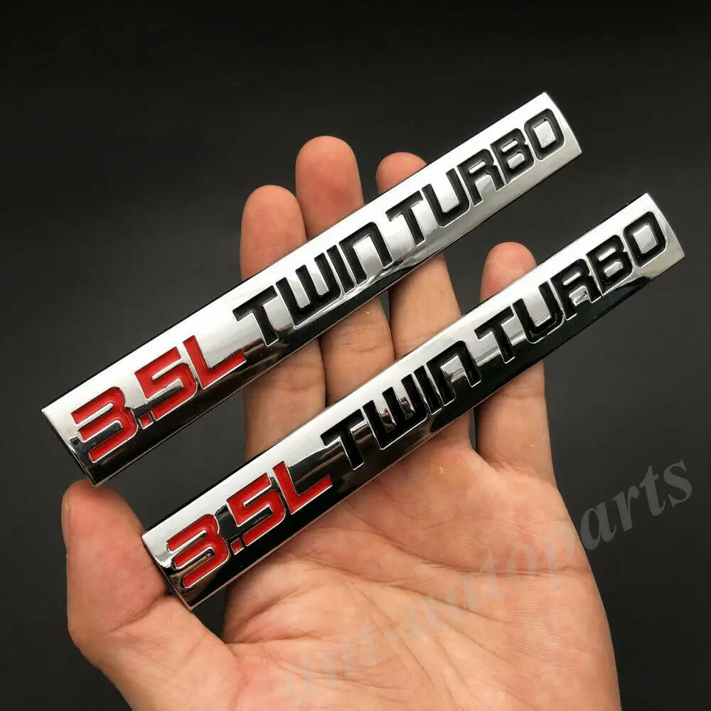 2pcs Metal Chrome 3.5L Twin Turbo Engine Car Trunk Emblem Badge Decals Sticker