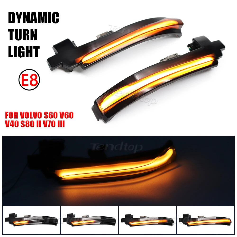 For Volvo V40 CC II V60 S60 2011-2017 2018 S80 V70 III Dynamic Blinker Turn Signal Light  Indicator Repeater Rear View Mirror