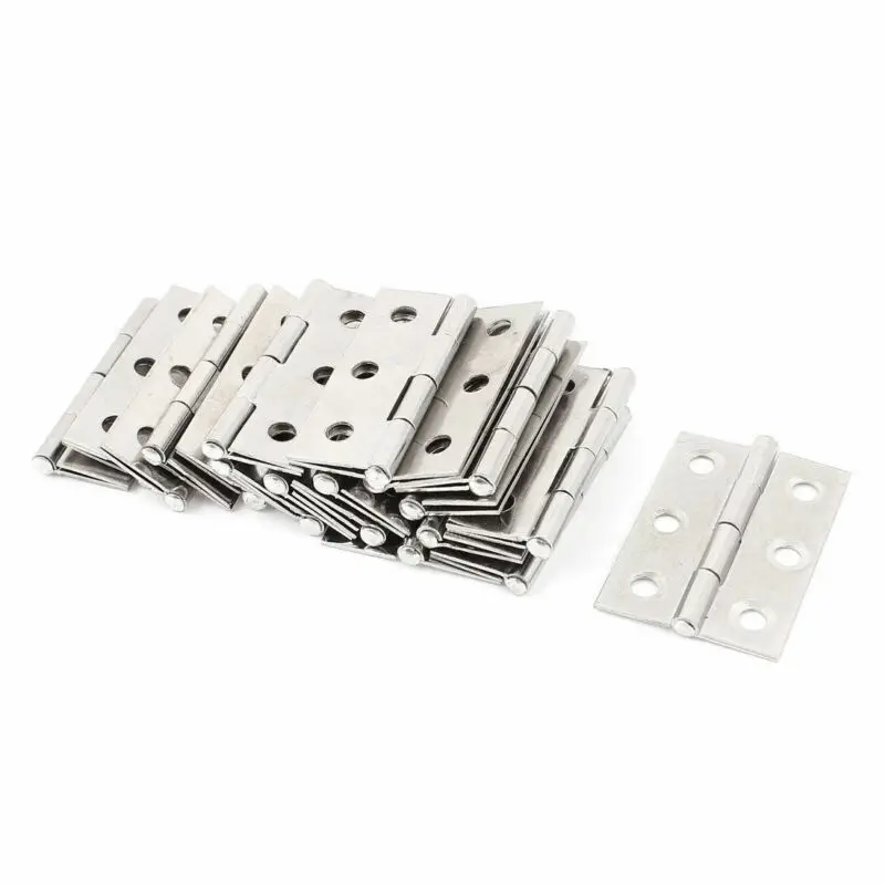 20 Pcs Door Connector Accessories Furniture Home 6 Mounting Holes Stainless Steel Hinges Window Cabinet Jewelry Box