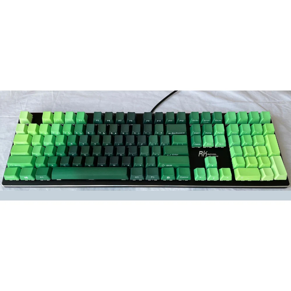 Green Color Gradient Keycaps PBT 87 108 OEM Profile ANSI ISO Side Print