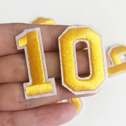 Yellow Embroidered Number Iron On Patch Applique For Clothing Sew On badge Patches For Jacket Bag Garment Accessories