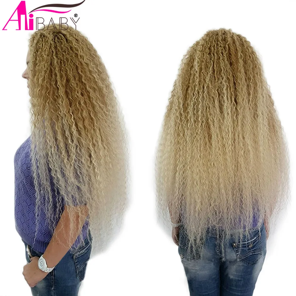 20-28Inch Synthetische Afro Verworrene Lockige Haar Ombre 613 Flechten Haar Extensions Marly Haar für Schwarze Frauen Alibaby