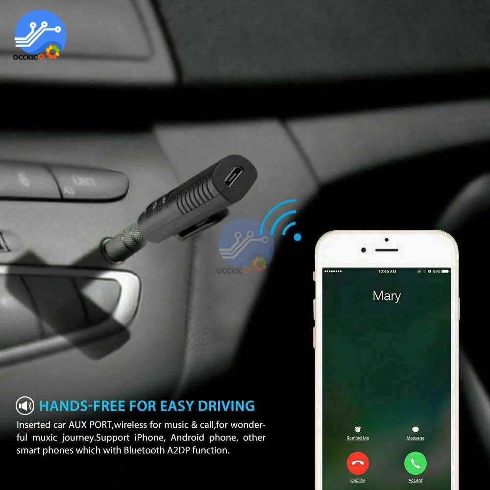 3.5mm Wireless Bluetooth Audio Receiver Handsfree Car Kit 3.5mm Jack Aux Music MP3 Audio Adapter for Speaker Headphone