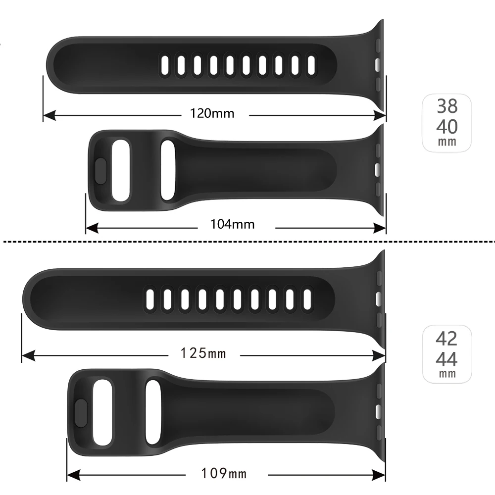 For Apple Watch Silicone Band Sport Strap 44mm 40mm 42mm 38mm for iWatch Series 1 2 3 4 5 Bracelet Wriststrap Watchband